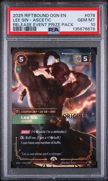 Lee Sin - Ascetic Prize Pack (078/298) PSA 10 - [Riftbound Graded]