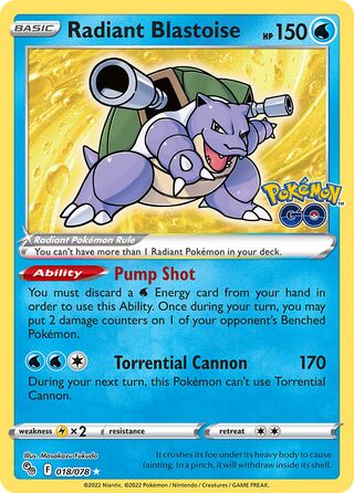 Radiant Blastoise (018/078) - [Pokémon Go!]
