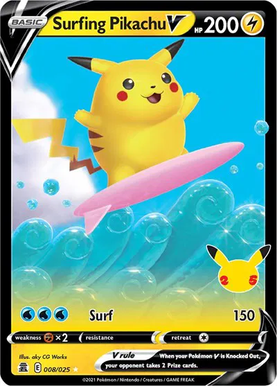 Surfing Pikachu V (008/025) - [Celebrations: 25th Anniversary]