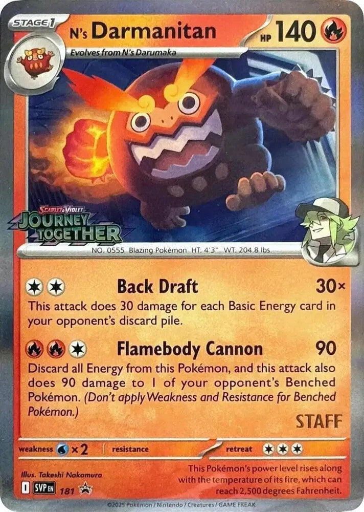 N's Darmanitan Prerelease STAFF Pack of 4 - [Pokémon Sealed]